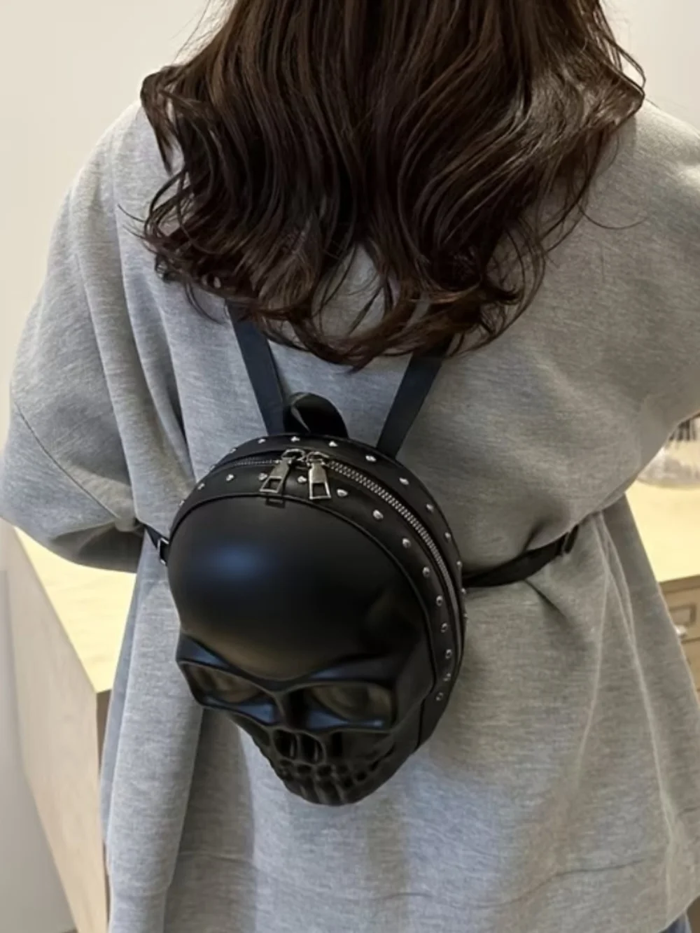 Studded Black Skull Mini Backpack - Goth, Grunge, Steampunk 90s Mini Bag